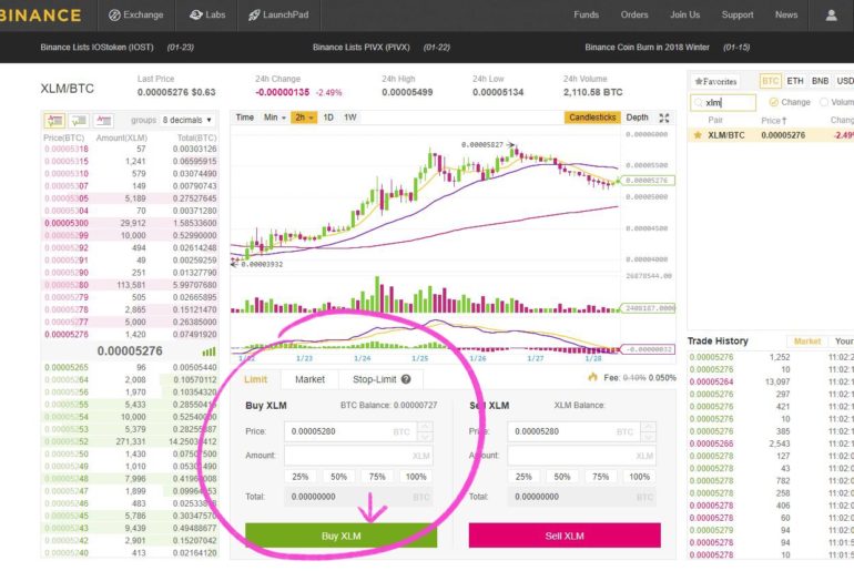 Buy Stellar on Binance